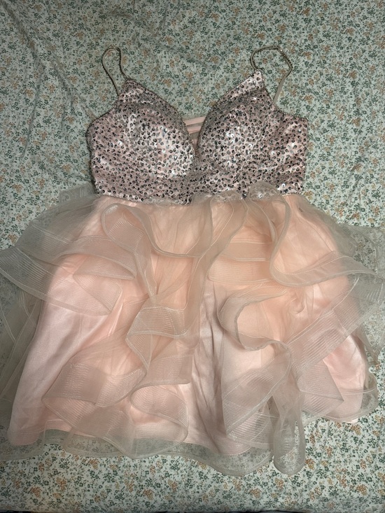 Hebeos Dresses & Skirts - Blush Pink Sequined Spaghetti Strap Prom Dress